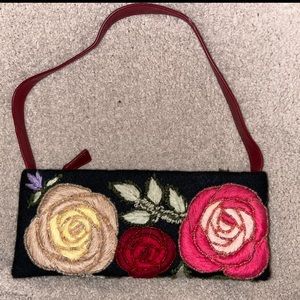 RARE SANTI BLACK EMBROIDERED FLORAL PURSE CLUTCH AND OFFERS ACCEPTED